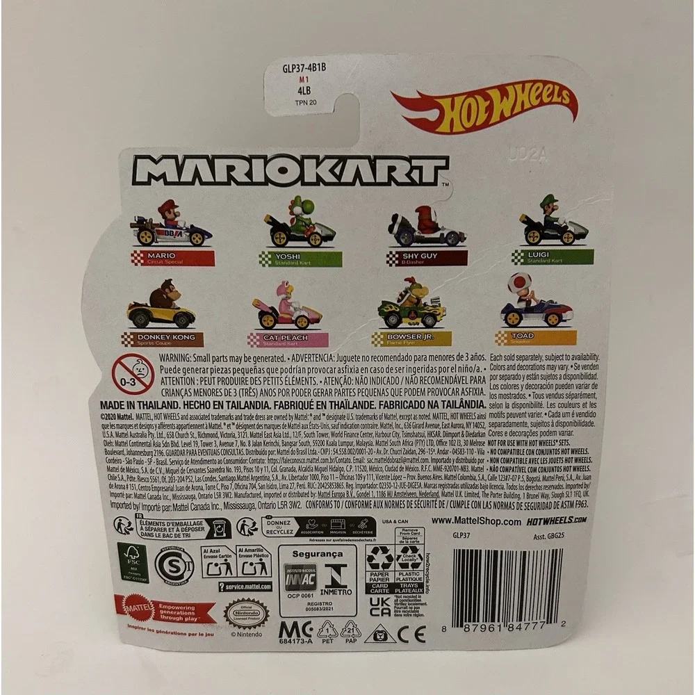 Hot Wheels Mario Kart Luigi Toy Car & Super Mario Tri-Fold Wallet Set GBG25